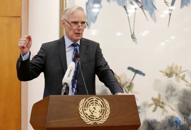 Philip Alston, at the time the U.N.'s special rapporteur on extreme poverty and human rights, attends a news conference in Beijing, China on August 23, 2016. (REUTERS File Photo)