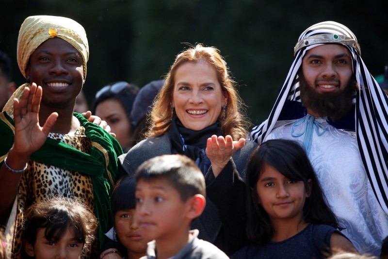 Beatriz Gutierrez Muller, wife of Mexico's President Andres Manuel Lopez Obrador, applauds during the celebrations the Three Kings' Day, or the Feast of the Epiphany, at Zocalo square in Mexico City, Mexico on January 6, 2020. (REUTERS File Photo)