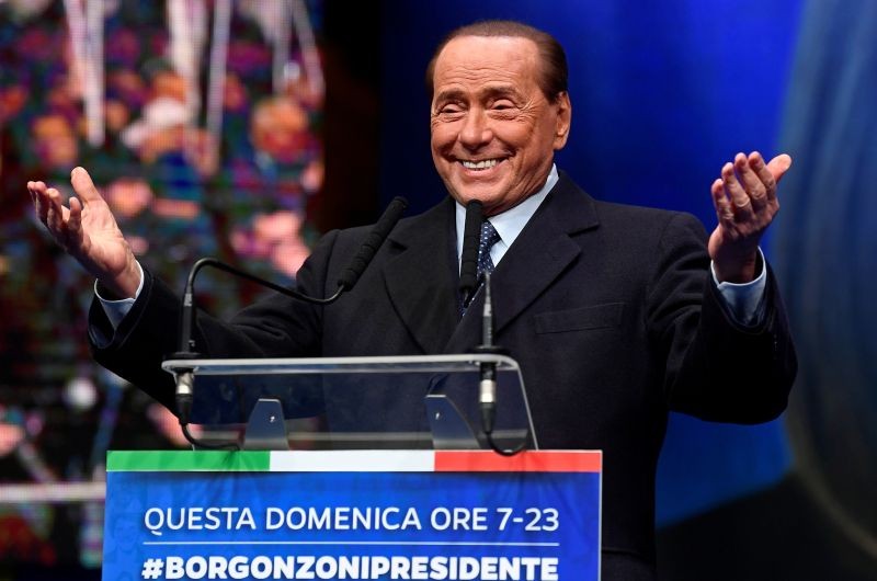 Former Italian Prime Minister and leader of the Forza Italia (Go Italy!) party Silvio Berlusconi gestures during a rally ahead of a regional election in Emilia-Romagna, in Ravenna, Italy on January 24, 2020. (REUTERS File Photo)