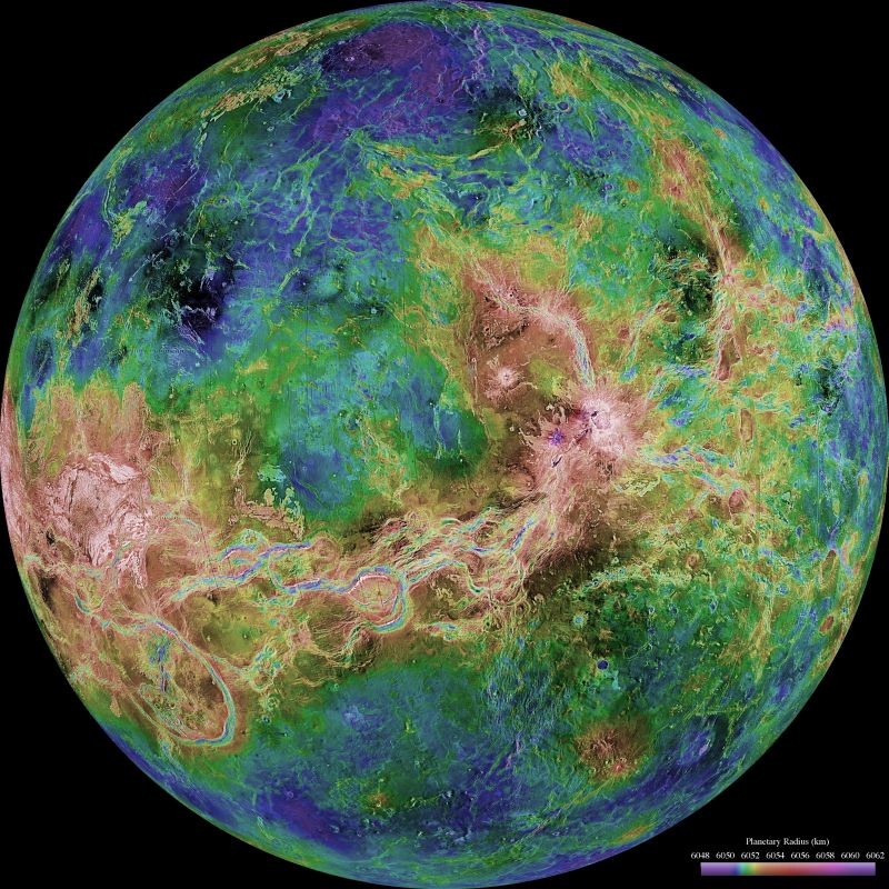 The hemispheric view of Venus, as revealed by more than a decade of radar investigations culminating in the 1990-1994 Magellan mission, is centered at 180 degrees east longitude is seen as published on June 4, 1998.   (REUTERS File Photo)