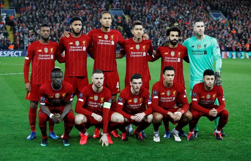 Liverpool players pose for a team group photo before the match REUTERS/Phil Noble/File Photo