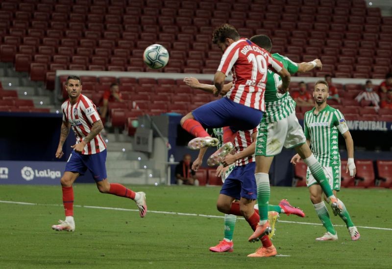Atletico Madrid's Diego Costa scores their first goal, as play resumes behind closed doors following the outbreak of the coronavirus disease (COVID-19) REUTERS/Javier Barbancho