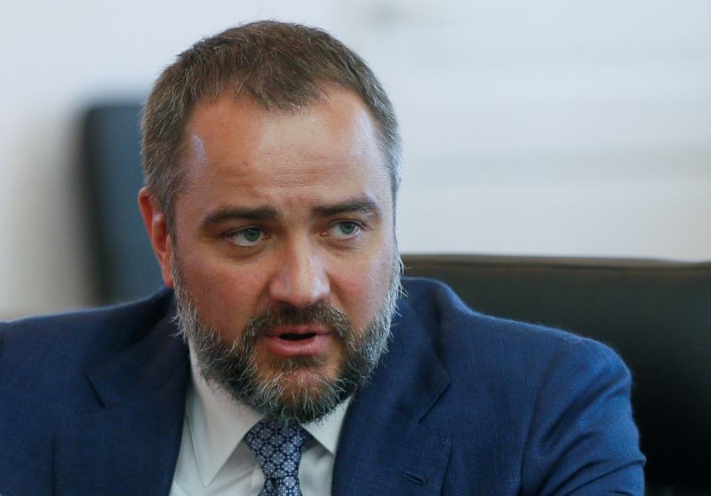 FILE PHOTO: President of Ukrainian Football Federation Andriy Pavelko attends a news conference at the headquarters of National Police in Kiev, Ukraine May 22, 2018. REUTERS/Valentyn Ogirenko/File Photo