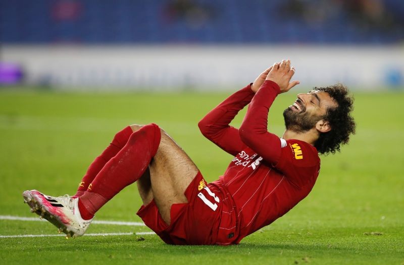 Liverpool's Mohamed Salah reacts, as play resumes behind closed doors following the outbreak of the coronavirus disease (COVID-19) REUTERS / Paul Childs / Pool