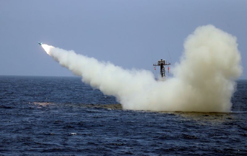 An Iranian locally made cruise missile is fired during war games in the northern Indian Ocean and near the entrance to the Gulf, Iran on June 17, 2020. (REUTERS File Photo)