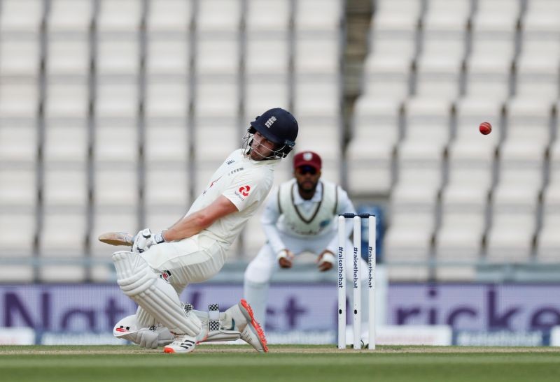 England's Dom Sibley in action, as play resumes behind closed doors following the outbreak of the coronavirus disease (COVID-19) Adrian Dennis/Pool via REUTERS
