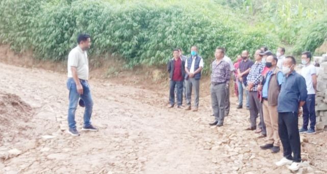 DC Longleng M Shayung Phom giving a short speech during cemetery road dedication in Longleng on July 18. (DIPR Photo)
