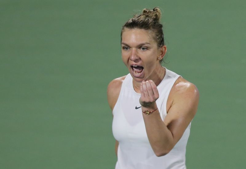 Romania's Simona Halep reacts during the final against Kazakhstan's Elena Rybakina REUTERS/Satish Kumar Subramani/File Photo