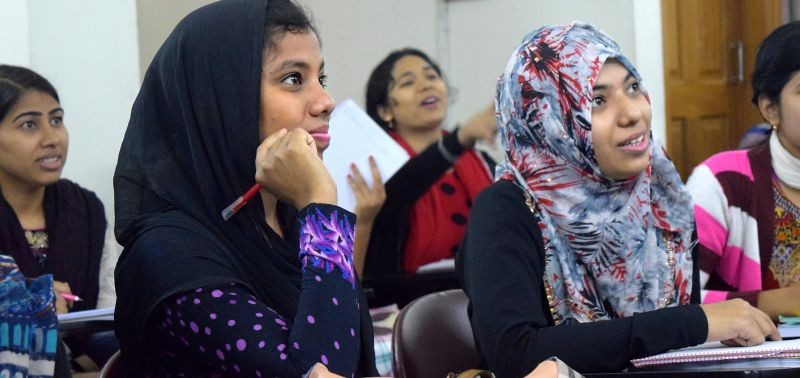 Students from Asian University for Women's pathway programme in a classroom onFebruary 2017. (Handout/Asian University for Women)