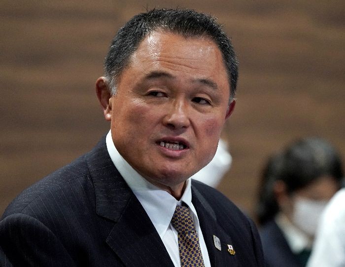 Japanese Olympic Committee (JOC) President Yasuhiro Yamashita speaks to media during a news conference after the announcement of the games' postponement to 2021, in Tokyo, Japan March 25, 2020.  REUTERS/Naoki Ogura/Files