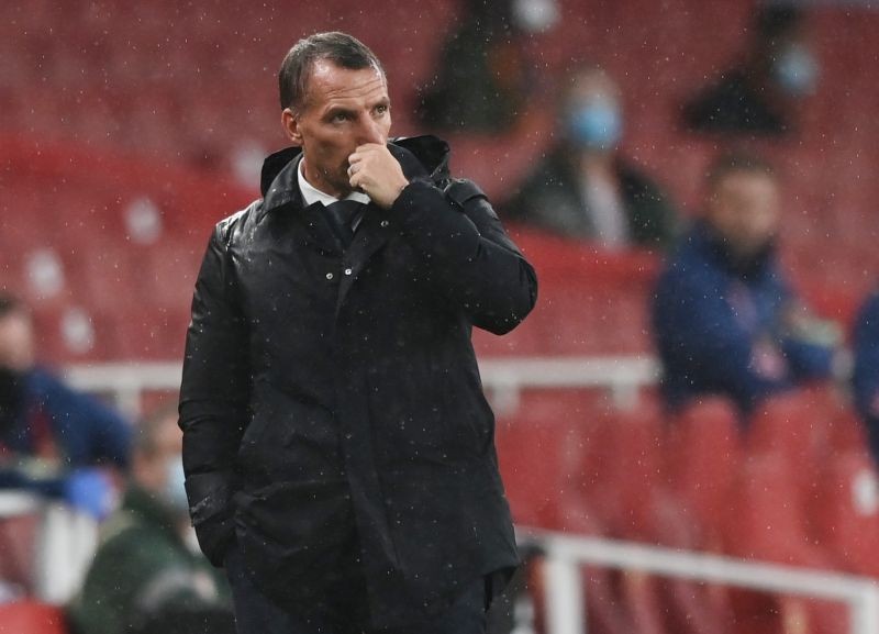 Leicester City manager Brendan Rodgers, as play resumes behind closed doors following the outbreak of the coronavirus disease (COVID-19) Shaun Botterill/Pool via REUTERS