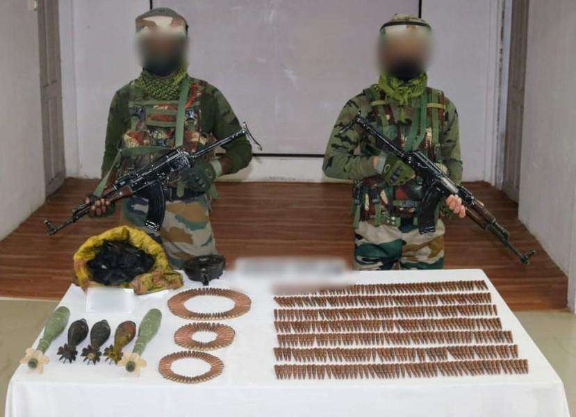 Photo released by the Defence PRO, Kohima displaying the ammunitions recovered near Chedema, Kohima on July 10.