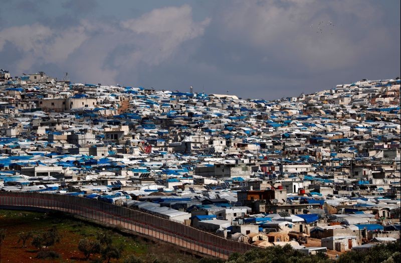 The Atma IDP camp, located in Idlib Governorate of Syria and housing internally displaced Syrians, is pictured from a Turkish border village in Hatay province, Turkey on March 1, 2020. (REUTERS File Photo)