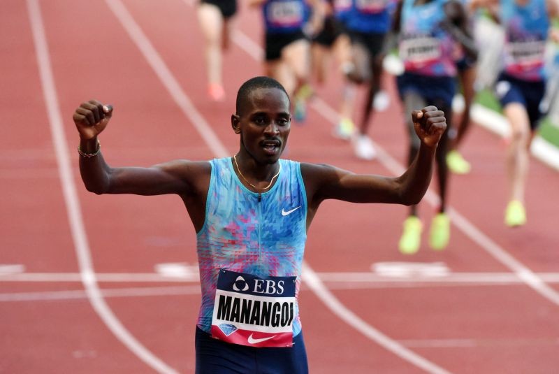 Kenyan Elijah Manangoi reacts after winning. REUTERS/Jean-Pierre Amet/File Photo