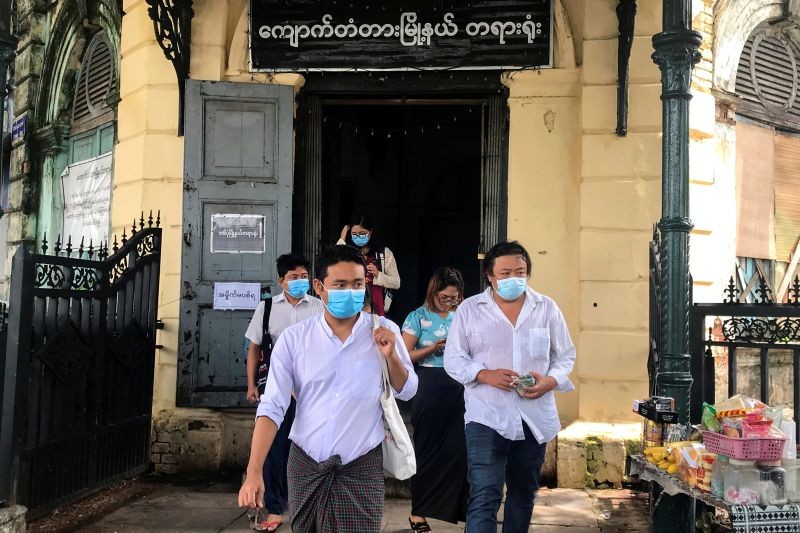 Youth activist Maung Saung Kha, (C), leaves at a court in Yangon, Myanmar on July 7. (REUTERS Photo)