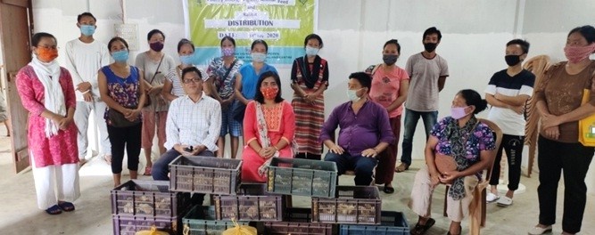 Officials and participants during the Training cum input distribution programme conducted by ICAR- Krishi Vigyan Kendra, Peren at Jalukie town on July 14. (Photo Courtesy: KVK Peren)