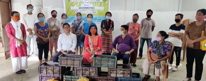 Officials and participants during the Training cum input distribution programme conducted by ICAR- Krishi Vigyan Kendra, Peren at Jalukie town on July 14. (Photo Courtesy: KVK Peren) 