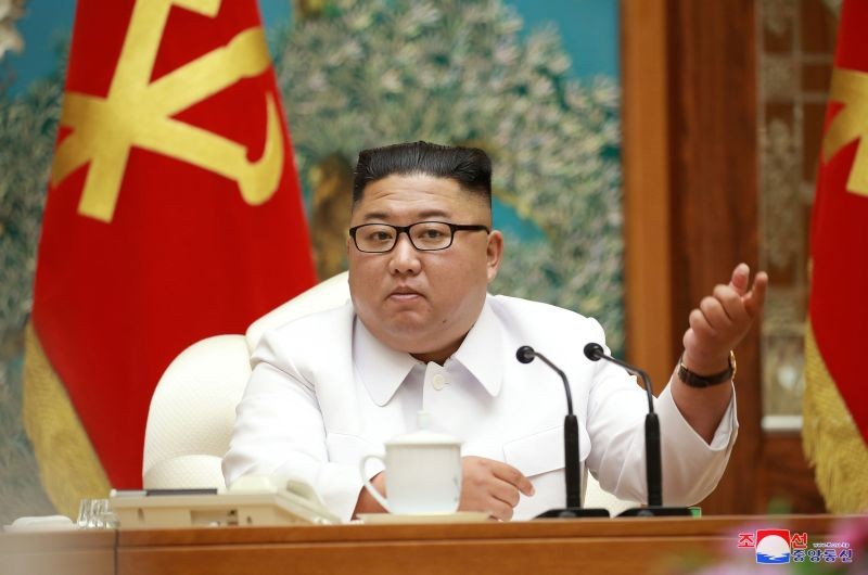 North Korean leader Kim Jong Un holds an emergency enlarged meeting of Political Bureau of WPK Central Committee in this undated photo released on July 25, 2020 by North Korean Central News Agency (KCNA) in Pyongyang. (REUTERS Photo)