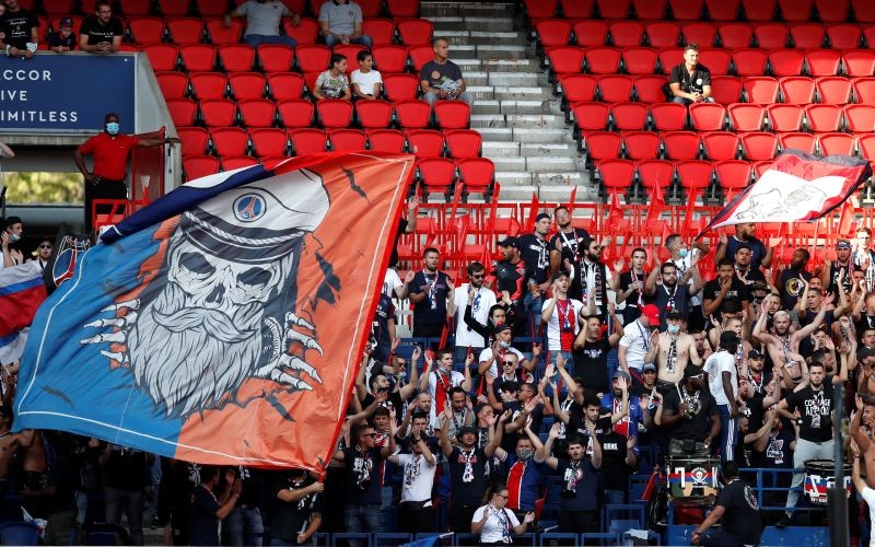 Paris St Germain fans in the stands during the match REUTERS/Gonzalo Fuentes