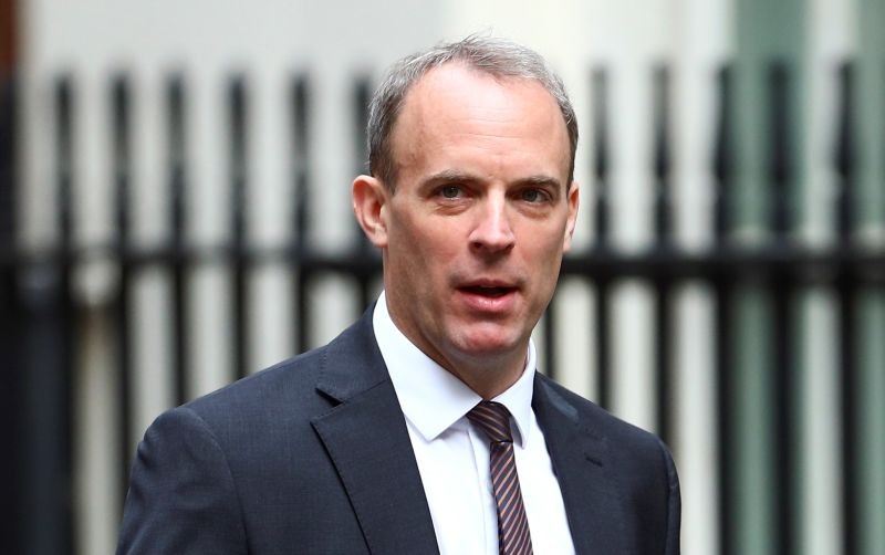 Britain's Foreign Secretary Dominic Raab arrives at Downing Street ahead of a cabinet meeting in London, Britain on July 14, 2020. (REUTERS Photo)