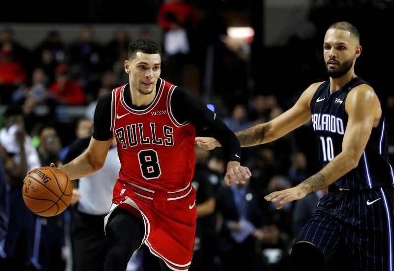 Chicago Bulls' Zach LaVine in action with Orlando Magic's Evan Fournier REUTERS/Carlos Jasso/File Photo