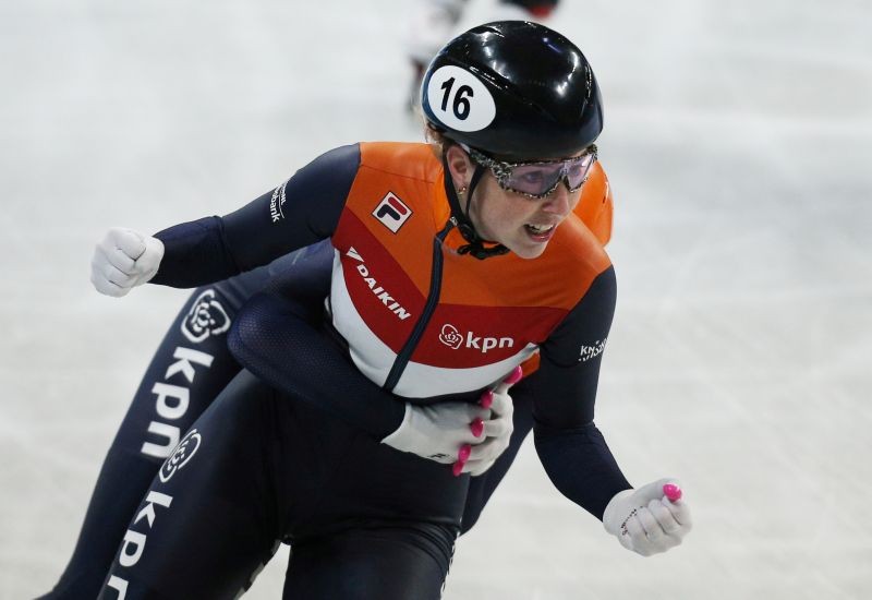 Netherlands' Lara van Ruijven celebrate after the women's 500m semi final REUTERS/Stoyan Nenov/File Photo