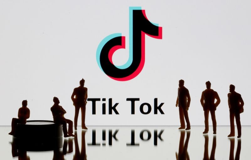 A 3-D printed figures are seen in front of displayed Tik Tok logo in this picture illustration taken on November 7, 2019. (REUTERS File Photo)