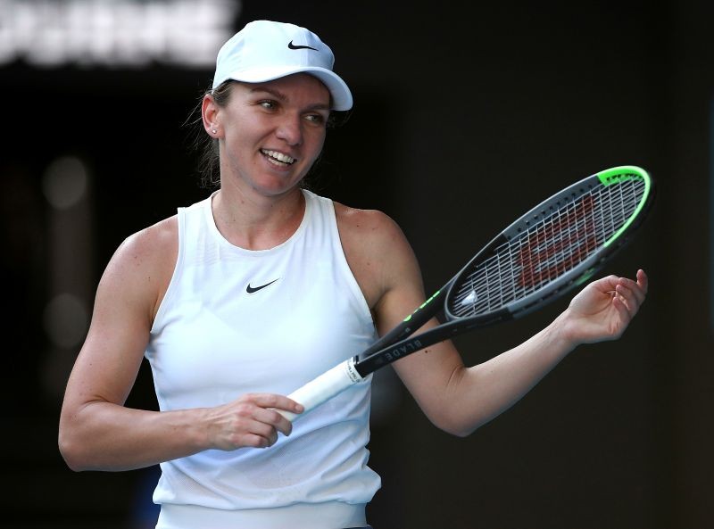 Romania's Simona Halep reacts during her match against Spain's Garbine Muguruza REUTERS/Hannah Mckay/File Photo