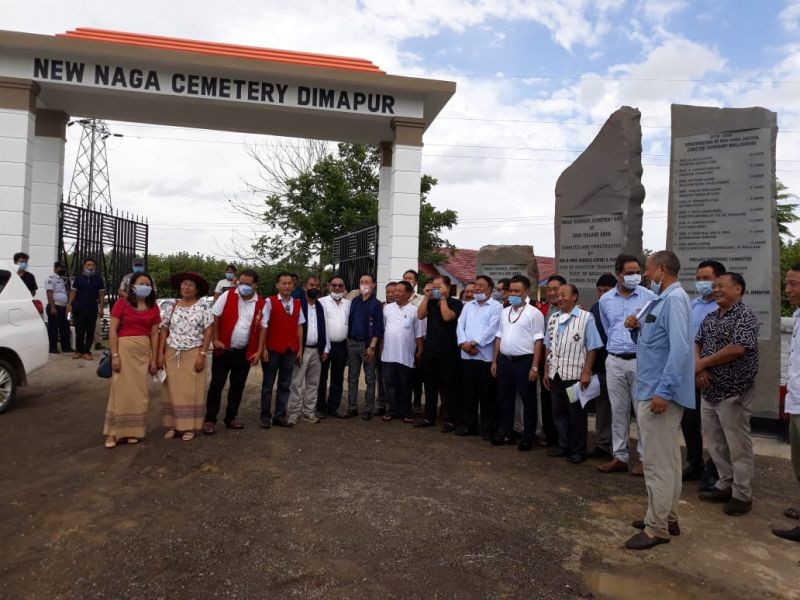 Minister G Kaito Aye along with other dignitaries, officials and NCD members at the inauguration of the New Naga Cemetery at Zani Village area on July 1. (Morung Photo)