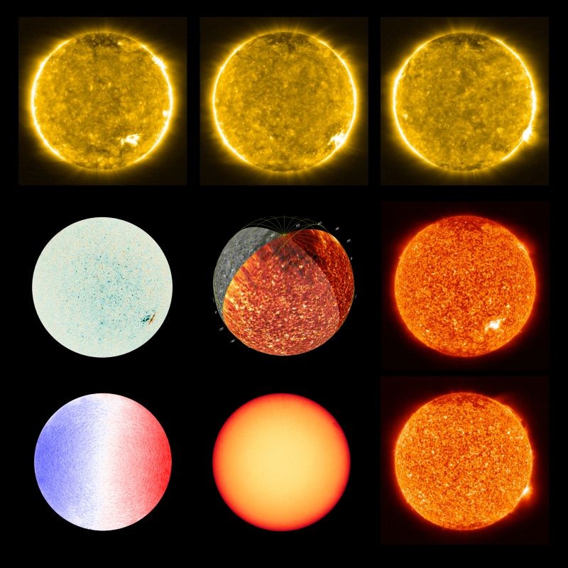 Images of the Sun taken with Polarimetric and Helioseismic Imager (PHI) and Extreme Ultraviolet Imager (EUI) of the Solar Orbiter spacecraft are seen in a combination of photographs released by NASA on July 16, 2020.(REUTERS Photo)