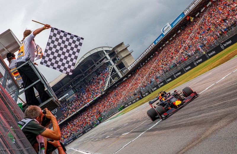 Bull's Max Verstappen crosses the finish line to win the race Srdjan Suki/Pool via REUTERS/File Photo
