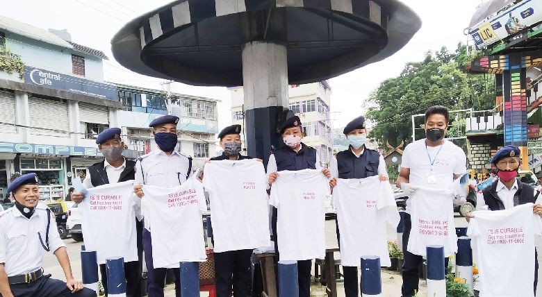 National Tuberculosis Elimination Programme conducted TB awareness programme on Nikshay Poshan Yojana at Petrol Pump, Traffic Police and Banks in Kohima by distributing T-shirts, hankerchief and IEC materials on August 20.