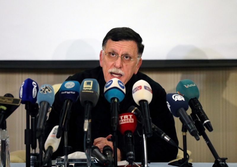 Fayez Mustafa al-Sarraj, Libya's internationally recognised Prime Minister, speaks during a news conference in Tripoli, Libya on February 15, 2020.  (REUTERS File Photo)