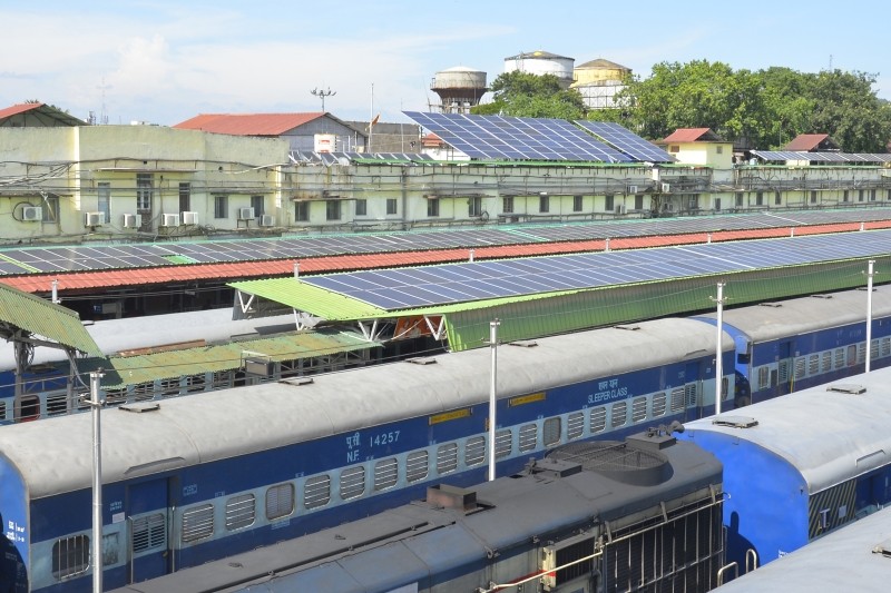 Solar panels installed at the Guwahati station. (Photo Courtesy: NFR)