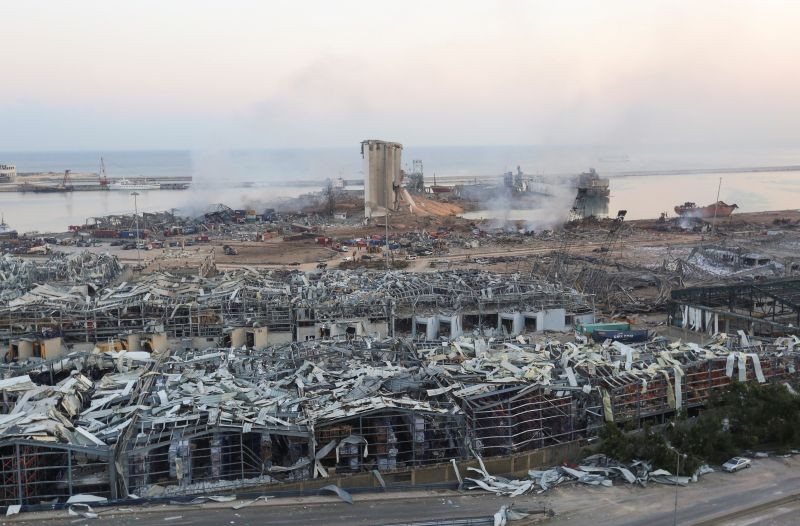 A general view shows the aftermath at the site of Tuesday's blast in Beirut's port area, Lebanon on August 5. (REUTERS Photo)