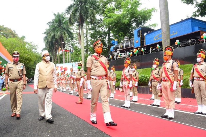 NFR General Manager Sanjive Roy Sanjive Roy inspecting  the Guard of Honour given to him by RPF contingents during the 74th Independence Day  celebration on August 15 at the Maligaon Railway HQ complex. (Photo Courtesy: NFR)