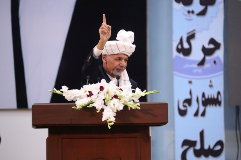 Afghanistan's President Ashraf Ghani speaks during a consultative grand assembly, known as Loya Jirga, in Kabul, Afghanistan on August 7, 2020. (REUTERS Photo)