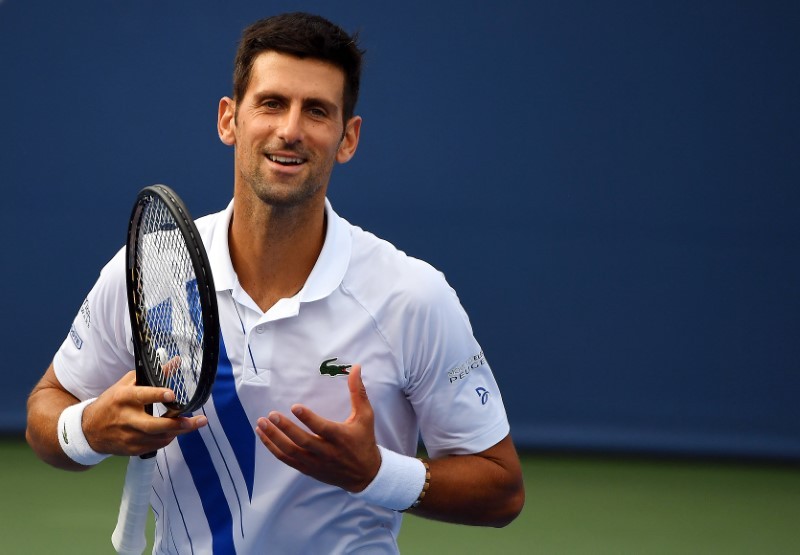 Novak Djokovic (SRB) reacts during his match against Jan-Lennard Struff (GER) in the Western & Southern Open at the USTA Billie Jean King National Tennis Center. Robert Deutsch-USA TODAY Sports