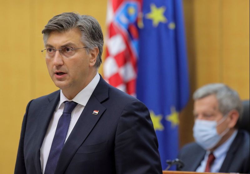 Croatian Prime Minister Andrej Plenkovic speaks in  parliament in Zagreb, Croatia on July 23, 2020. (REUTERS File Photo)