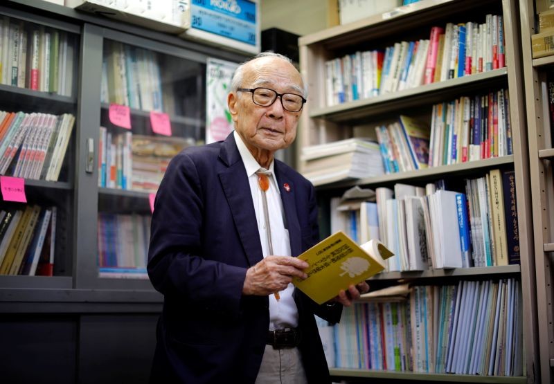 Terumi Tanaka, a Nagasaki atomic bombing survivor and co-chairperson of Nihon Hidankyo, a country-wide organisation of atomic and hydrogen bomb sufferers, poses for a photograph during an interview with Reuters at the Nihon Hidankyo office in Tokyo, Japan on July 30, 2020. (REUTERS File Photo)