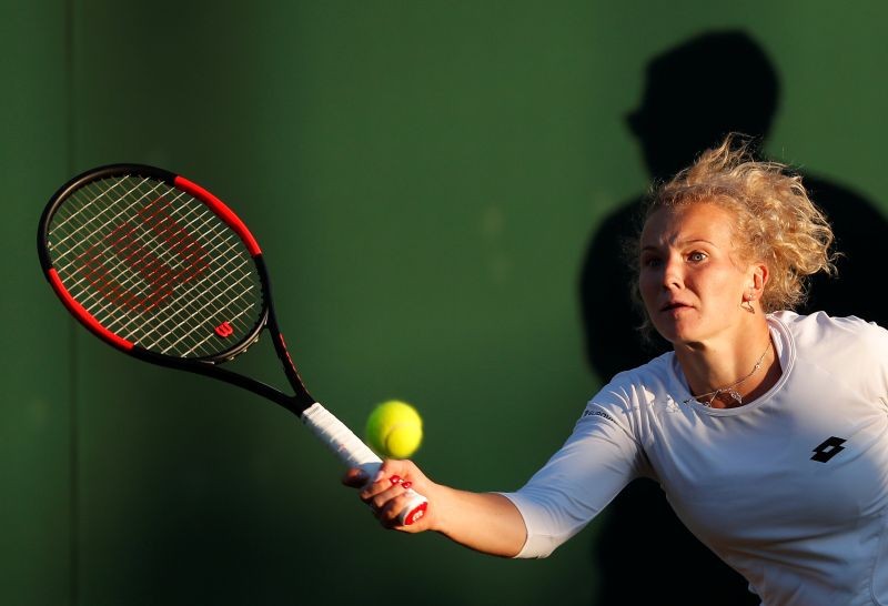 FILE PHOTO: Czech Republic's Katerina Siniakova in action during the first round match against Coco Vandeweghe of the U.S. REUTERS/Andrew Couldridge