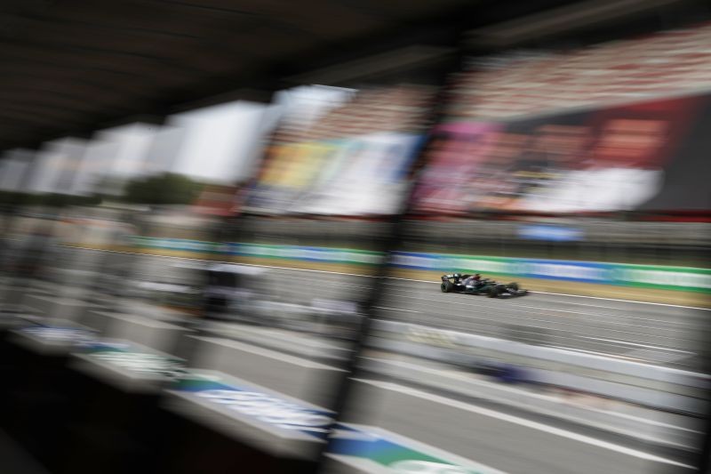 Mercedes' Lewis Hamilton in action during the race Pool via REUTERS/Emilio Morenatti/File Photo