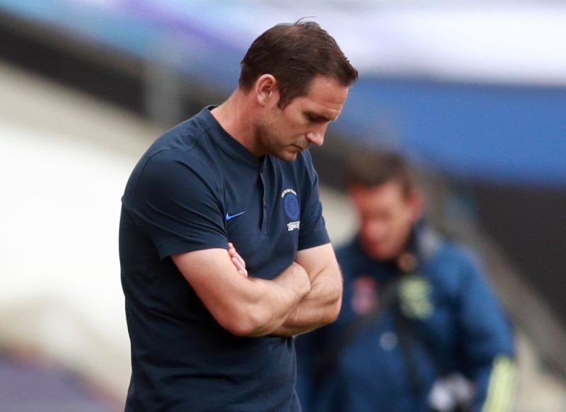 Chelsea manager Frank Lampard reacts, as play resumes behind closed doors following the outbreak of the coronavirus disease (COVID-19) Pool via REUTERS/Adam Davy