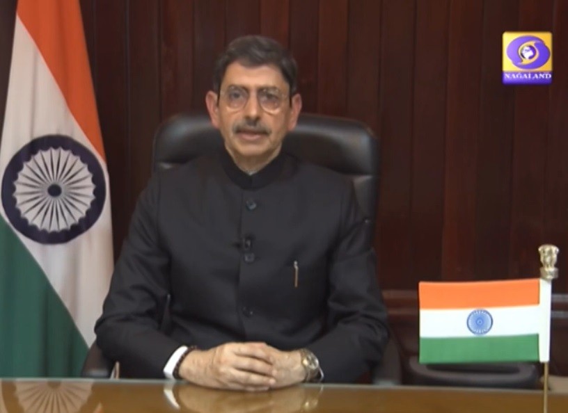 Governor of Nagaland RN Ravi addresses the people of Nagaland on the occasion of India’s 74th Independence Day on August 15. (Photo: Kohima DD News / YouTube)