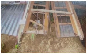 Portion of mud covering two girls		                       Landslide area