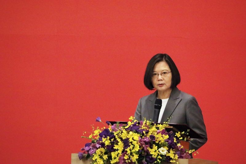 Taiwan's President Tsai Ing-wen speaks at The Third Wednesday Club, a high-profile private industry trade body in Taipei, Taiwan on August 19, 2020. (REUTERS File Photo)