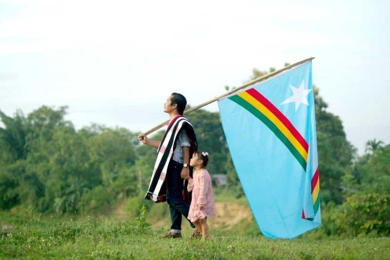 A father and daughter take part in a Naga Independence Day project somewhere in the outskirts of Dimapur on August 13. (Photo Courtesy: Betoka Swu)