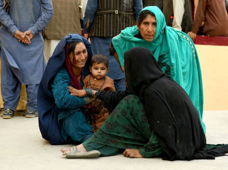 Relatives react in front of a hospital, where their family member has been transferred for treatment after a truck bomb blast in Balkh province, in Mazar-i-Sharif, Afghanistan on August 25, 2020. (REUTERS Photo)