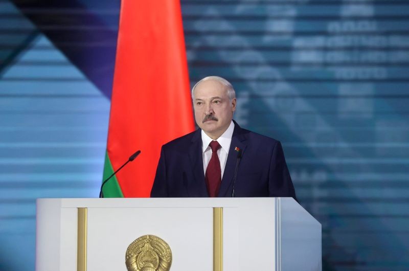 Belarusian President Alexander Lukashenko delivers his annual address to the Belarusian people and the National Assembly in Minsk, Belarus on August 4. (REUTERS Photo)