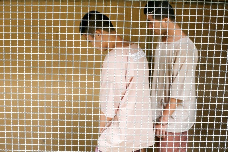 Myanmar migrant workers Zaw Lin and Win Zaw Htun leave after the hearing at the Nonthaburi provincial court in Thailand on August 29, 2019. (REUTERS File Photo)